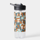 黒い女の子と白い女の子とのシームレスなパターン ウォーターボトル (右面)