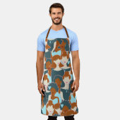 黒い女の子と白い女の子とのシームレスなパターン エプロン (着用した状態)