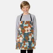 黒い女の子と白い女の子とのシームレスなパターン エプロン (着用した状態)