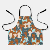 黒い女の子と白い女の子とのシームレスなパターン エプロン (正面)