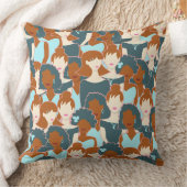 黒い女の子と白い女の子とのシームレスなパターン クッション (ブランケット)