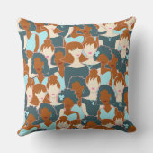 黒い女の子と白い女の子とのシームレスなパターン クッション (裏面)