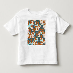 黒い女の子と白い女の子とのシームレスなパターン トドラーTシャツ