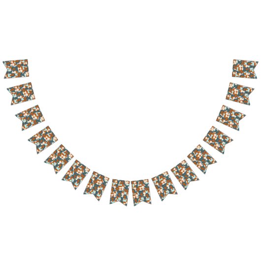 黒い女の子と白い女の子とのシームレスなパターン バンティングフラッグ (全)