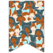 黒い女の子と白い女の子とのシームレスなパターン バンティングフラッグ (第2の旗)