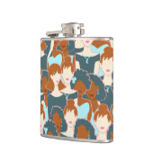 黒い女の子と白い女の子とのシームレスなパターン フラスク (左)