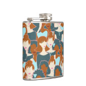 黒い女の子と白い女の子とのシームレスなパターン フラスク (右)