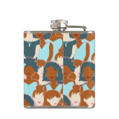 黒い女の子と白い女の子とのシームレスなパターン フラスク (裏面)