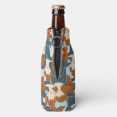 黒い女の子と白い女の子とのシームレスなパターン ボトルクーラー (ボトル裏面)