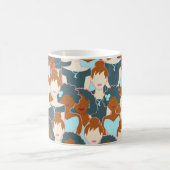 黒い女の子と白い女の子とのシームレスなパターン モーフィングマグカップ (中央)