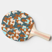 黒い女の子と白い女の子とのシームレスなパターン 卓球ラケット (横)