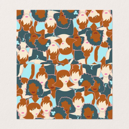 黒い女の子と白い女の子とのシームレスなパターン 名刺 (外部フラット)