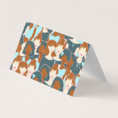 黒い女の子と白い女の子とのシームレスなパターン 名刺 (裏面)