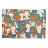 黒い女の子と白い女の子とのシームレスなパターン 枕カバー (裏面)