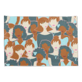 黒い女の子と白い女の子とのシームレスなパターン 枕カバー (裏面-右)