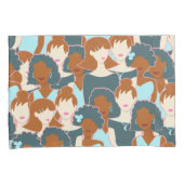 黒い女の子と白い女の子とのシームレスなパターン 枕カバー (正面右)