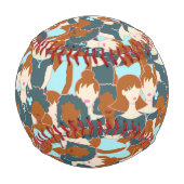 黒い女の子と白い女の子とのシームレスなパターン 野球ボール (裏面)