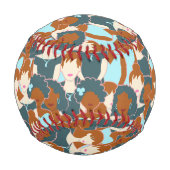 黒い女の子と白い女の子とのシームレスなパターン 野球ボール (正面)