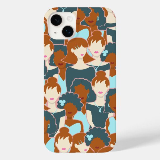 黒い女の子と白い女の子とのシームレスなパターン Case-Mate iPhoneケース (裏面)