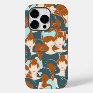 黒い女の子と白い女の子とのシームレスなパターン Case-Mate iPhone 14 PROケース