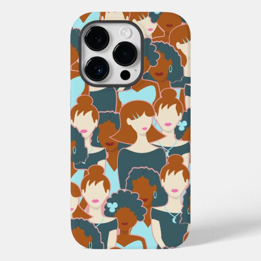 黒い女の子と白い女の子とのシームレスなパターン Case-Mate iPhoneケース (裏面)