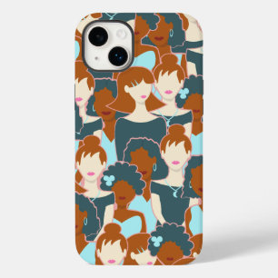 黒い女の子と白い女の子とのシームレスなパターン Case-Mate iPhone 14 PLUSケース