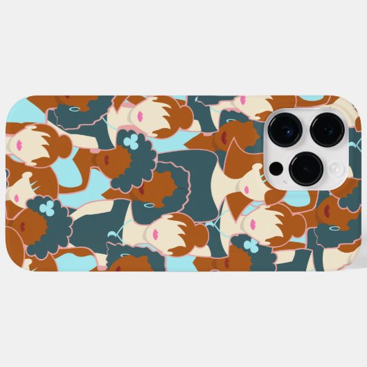 黒い女の子と白い女の子とのシームレスなパターン Case-Mate iPhoneケース (裏面 (横))