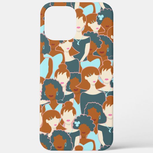 黒い女の子と白い女の子とのシームレスなパターン Case-Mate iPhoneケース (裏面)