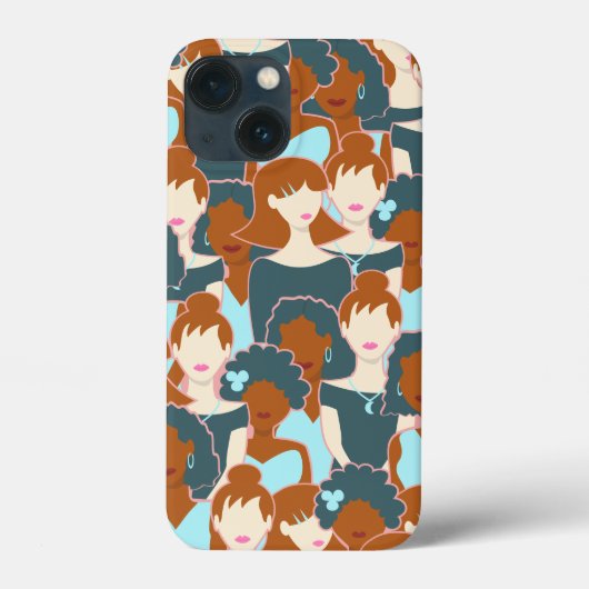 黒い女の子と白い女の子とのシームレスなパターン Case-Mate iPhoneケース (裏面)