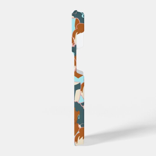 黒い女の子と白い女の子とのシームレスなパターン iPhoneケース (左側面)