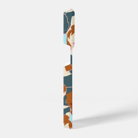 黒い女の子と白い女の子とのシームレスなパターン iPhoneケース (右側面)