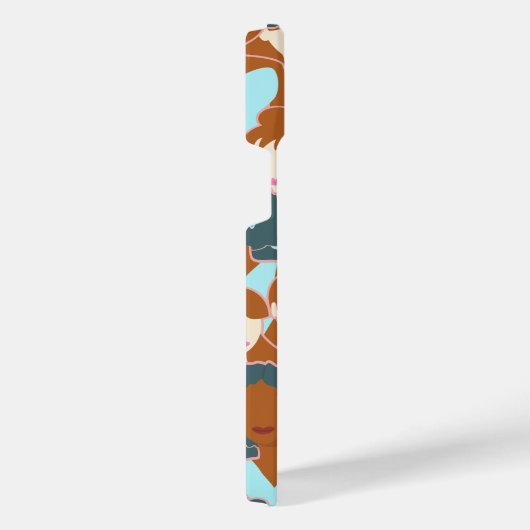 黒い女の子と白い女の子とのシームレスなパターン iPhoneケース (右側面)