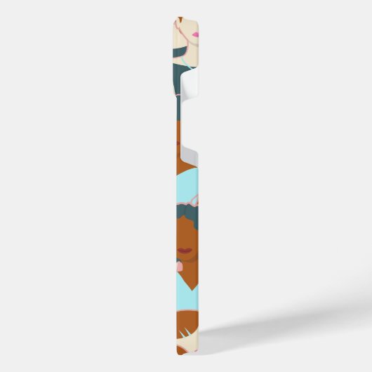 黒い女の子と白い女の子とのシームレスなパターン iPhoneケース (左側面)