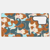 黒い女の子と白い女の子とのシームレスなパターン SAMSUNG GALAXYケース (裏面横)