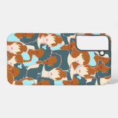 黒い女の子と白い女の子とのシームレスなパターン SAMSUNG GALAXYケース (裏面横)