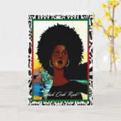 黒い女の子の石! カード (黄色い花)