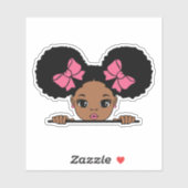 黒い女の子パフヘア シール (シート)