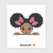 黒い女の子パフヘア シール (シート)