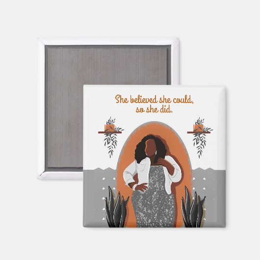 黒い女は、彼女は彼女ができて、彼女はマを行った マグネット (正面/裏面)