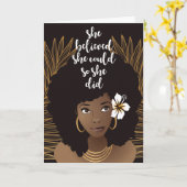 黒い女は、彼女信じは、卒業 カード (黄色い花)