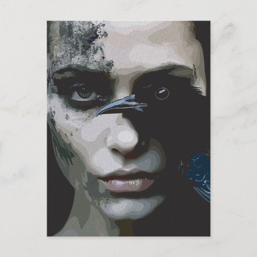 黒い女影とカラス ポストカード (正面)