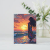 黒い女性がビーチ ポストカード (スタンド正面)