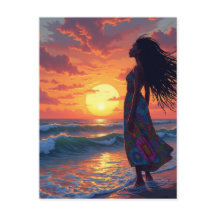 黒い女性がビーチ