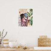 黒い女性が壁読アートを愛 ポスター (キッチン)