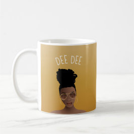 黒い女性と金ゴールドシェード&ハイバンイエロー金ゴールド コーヒーマグカップ