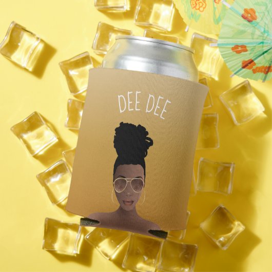 黒い女性と金ゴールドシェード&ハイバンイエロー金ゴールド 缶クーラー (インサイチュ 夏)