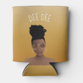 黒い女性と金ゴールドシェード&ハイバンイエロー金ゴールド 缶クーラー (正面)