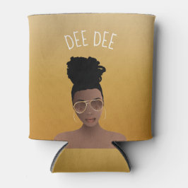 黒い女性と金ゴールドシェード&ハイバンイエロー金ゴールド 缶クーラー