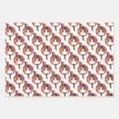 黒い女性のカラフル風船の花模様 ラッピングペーパーシート (正面)