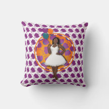 黒い女性のカラフル風船フラワーパターンホワイト